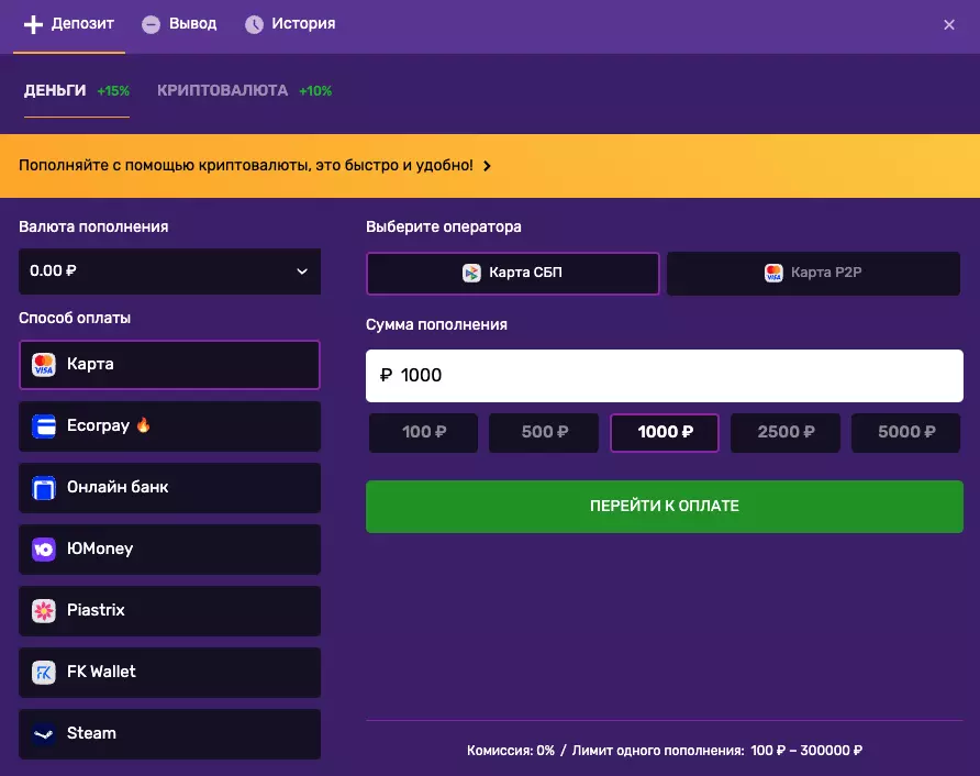 Способы внесения и вывода денег